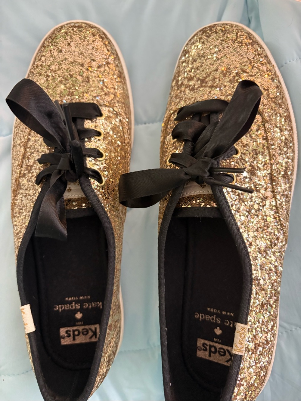 Keds x Kate Spade Women's Gold Glitter Lace-Up Sneakers